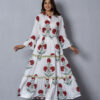 White with Crimson Floral Accents Dress White with Crimson Floral Accents Dress