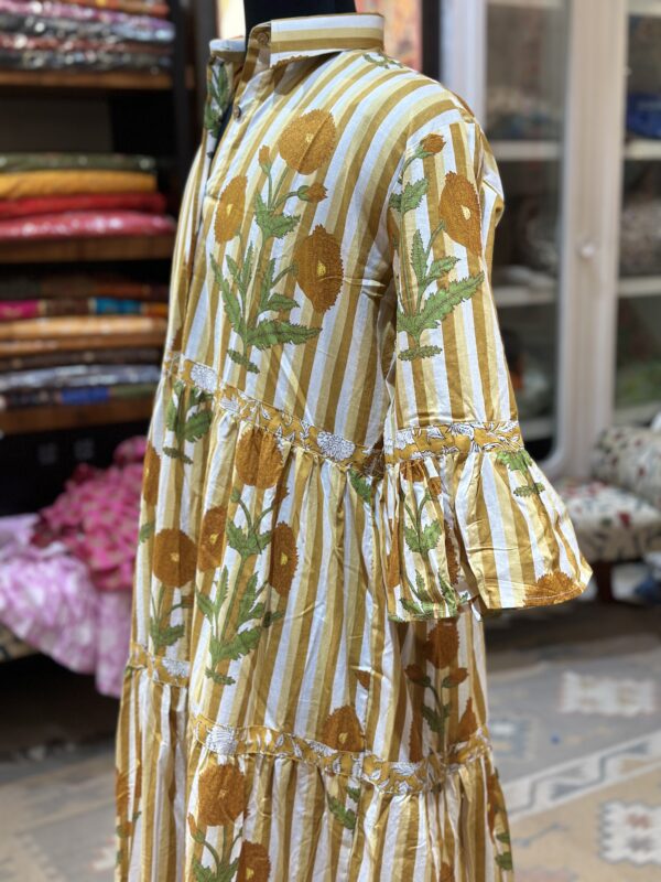 Mustard Bloom Hand Block Dress