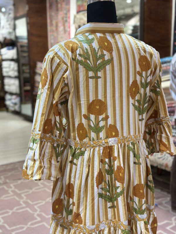 Mustard Bloom Hand Block Dress