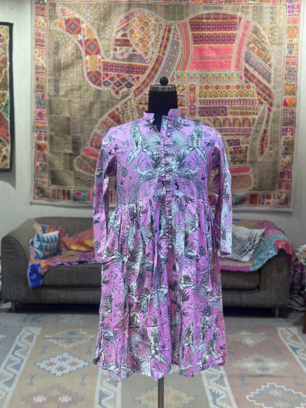 Jungle Mist Handprinted Cotton Dress