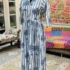 Palm Breeze Hand Block Cotton Midi Dress