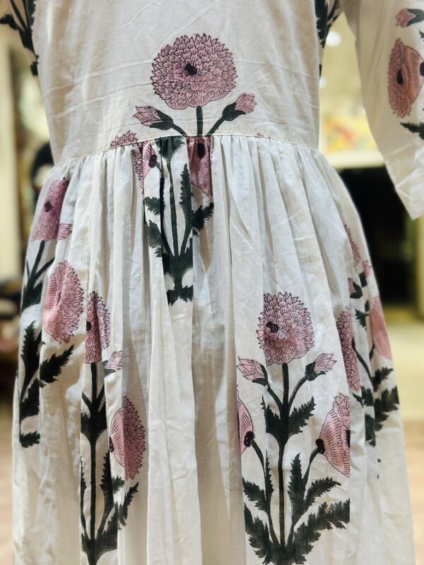 IMG_5727 Blush Bloom Hand Block Cotton Midi Dress