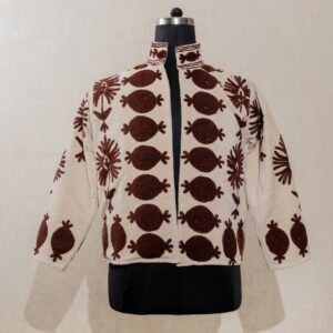 front view Velvet Suzani Long Jacket