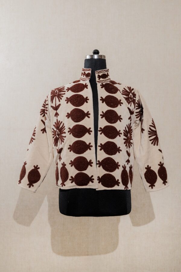 front view Velvet Suzani Long Jacket